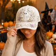 thumbnail image 5 of GrmtClth Ghost Pumpkin Halloween Baseball Cap Printed Trucker Hat Fun Holiday Costume Accessory Adjustable Cream Dad Hat for Adults Party Daily Wear, 5 of 6