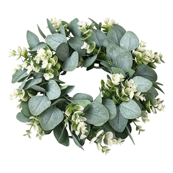 Clearance Artificial flowers under $10,12" Artificial Wreath For Front Door Green Wreath For Farmhouse Door Window Festival Celebration Wedding Home Decoration