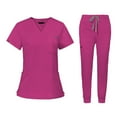 thumbnail image 3 of Conjunto de uniformes médicos con bolsillos, pantalones de enfermera, ropa de trabajo femenina moderna jinwen  Uniforme de enfermera, 3 of 8