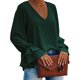 thumbnail image 4 of Blusa De Manga Larga, Blusa Con Cuello En V, Color Puro Suave, Elegante, Informal, Para Citas, Fiestas. ANGGREK Otros, 4 of 5