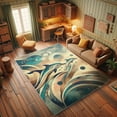 thumbnail image 3 of Ambesonne Dolphins Decorative Rug Carpet, Outer Space Galaxy Boho, 2' 2" x 3' 7", Sea Blue Coral Champagne, 3 of 5