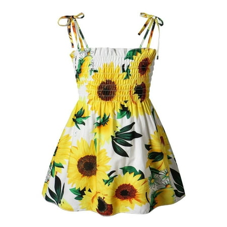 

Sodopo Toddler Baby Girl Dresses Casual Sleeveless Straps Cute Sunflower Princess Dress Sundress Seaside Beach Summer Clothes 6M-3T