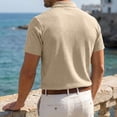 thumbnail image 5 of Knitted Polo Shirts for Men Henley Short Sleeve Button Up Tees Causal Loose Textured T Shirts, 3XL, 5 of 6