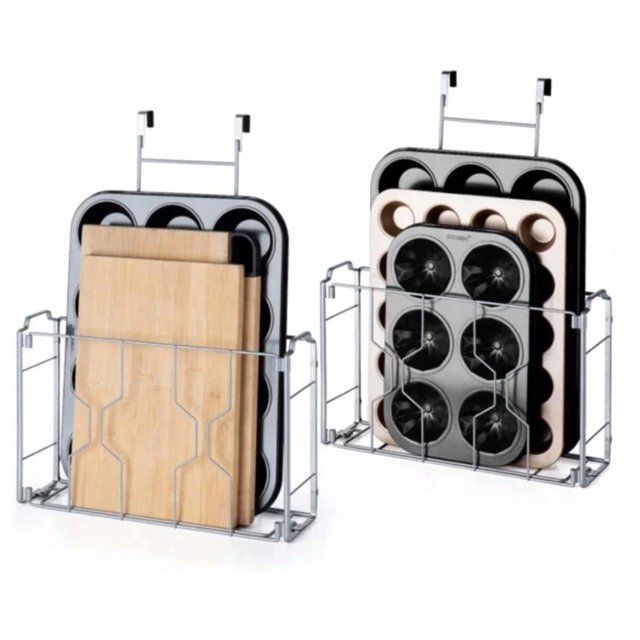 2 Pack Wall Mounted Kitchen Storage Racks, Chrome Doors Pantry