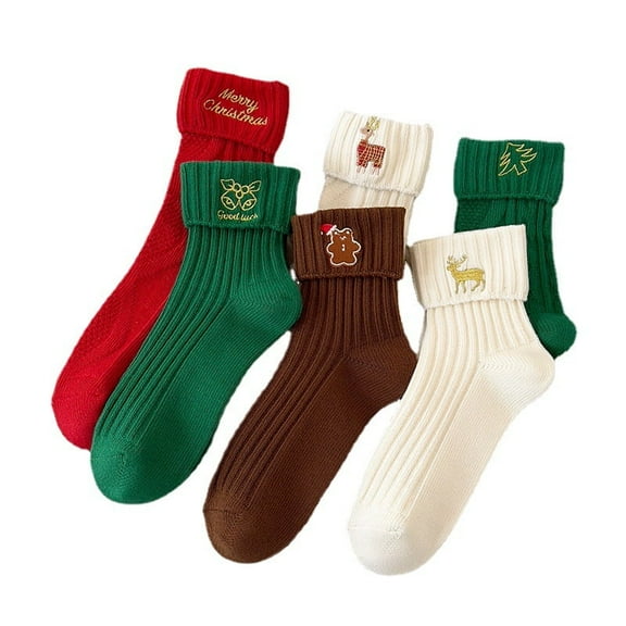 Yoyauz 3PCS Christmas Boat Socks Holiday Socks Colorful Winter Holiday Socks Novelty Santa Claus Socks For Christmas Ladies Men(Giftboxed)