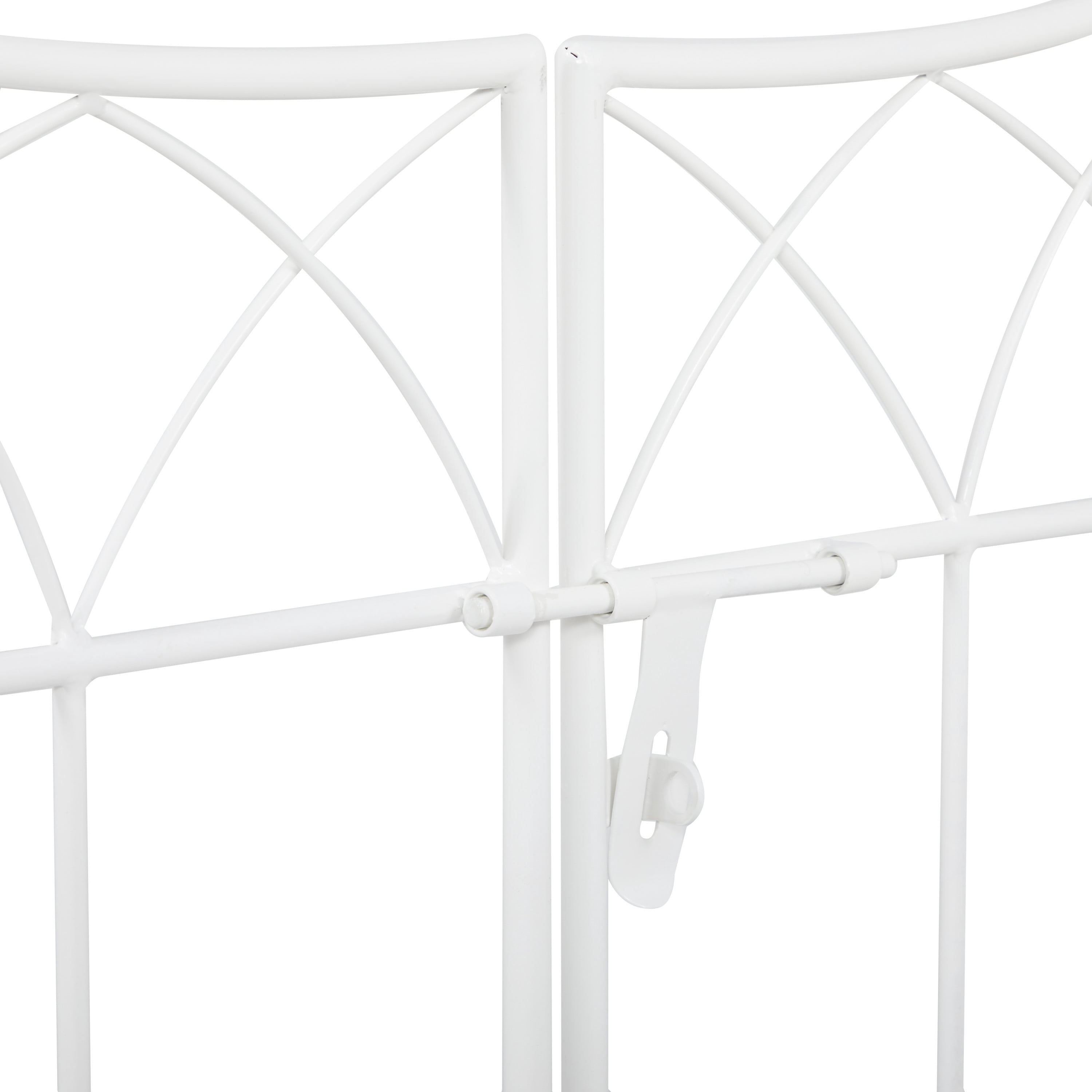 DecMode 86" Indoor Outdoor Arched Gate White Metal Garden Arbor with Lattice Work Sides