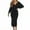 Black(Fashion), variant on Women Knit Dresses Long Sleeve V-Neck Wrap Midi Dress Belted Waist Stretch Bodycon Side Slit Skirts,Red,M