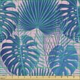 thumbnail image 2 of Ambesonne Tropical Fabric by the Yard Upholstery, Exotic Palm Monochrome, 1 Yard, Blue Pale Pink, 2 of 5