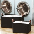 thumbnail image 6 of Hinwo 18.6 Gal./74.4 Qt./70.2 L Canvas Storage Bins, Rectangle Storage Baskets, Storage Cubes with Totes, Drawstring Closure, 22 x 15 x 13 Inches, 6-Pack, Black, 6 of 6