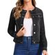 thumbnail image 1 of CHAQUETA DE DENIM CORTA SIN CUELLO DE MANGA LARGA PARA MUJERES INSPIRE CHIC XL NEGRA, 1 of 7