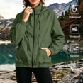 thumbnail image 2 of StSilkitty Waterproof Jacket for Womens Solid Color Long Sleeve Full Zip Windbreaker Jackets Coat with Pockets, 2 of 8