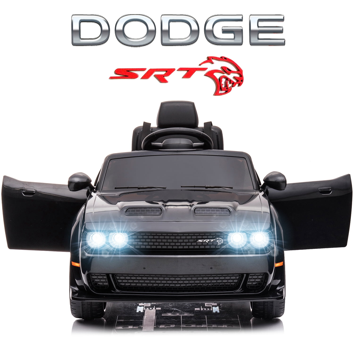 uhomepro 12 V Licensed Dodge Challenger SRT Hellcat Ride on Car for Kids,  Battery Powered Electric Vehicle Toys with Remote Control, LED Light, MP3  Player, Blue - Walmart.com