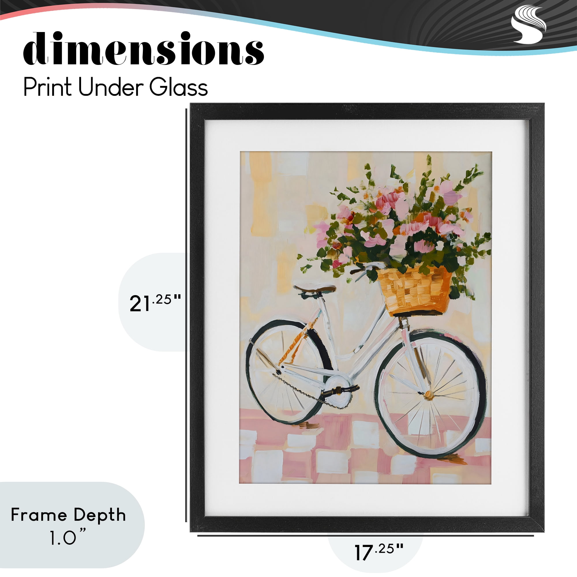 Stupell Industries Blooming Bicycle Basket Black Framed Print Under Glass, design by The Prints Vibe