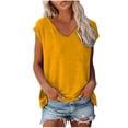 thumbnail image 1 of LUOGENLI T-shirts pour Femme pour Femmes T-shirts d'Été pour Femmes Mode Décontractée Col en V Décolleté Plongeant Ultra Manches Courtes Couleur Unie Imprimé T-Shirt Ample Haut T-shirts pour Femmes T-Shirt Graphique Saint-Valentin Orange TG, 1 of 6