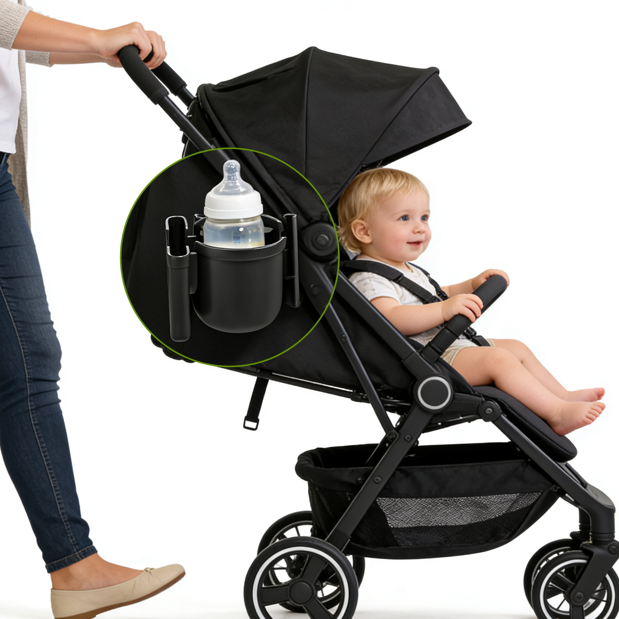 COOLHUT 30+ Miles Long Travel Range Electric Wheelchair Cup Holde, Suitable for walkers, wheelchairs, walkers, Black