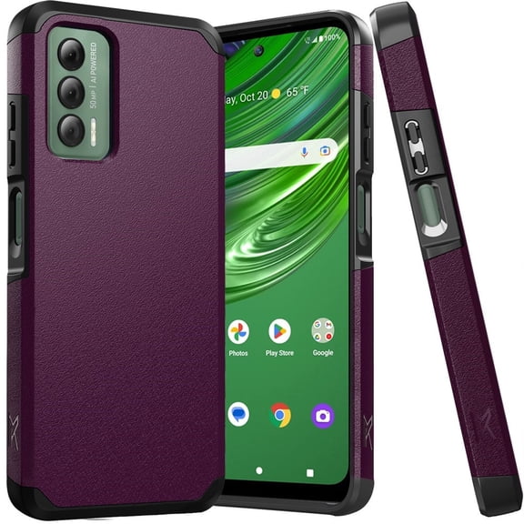 For Cricket Outlast U680AC Slim Shockproof Hybrid Cover Cellphone Case - mk Purple