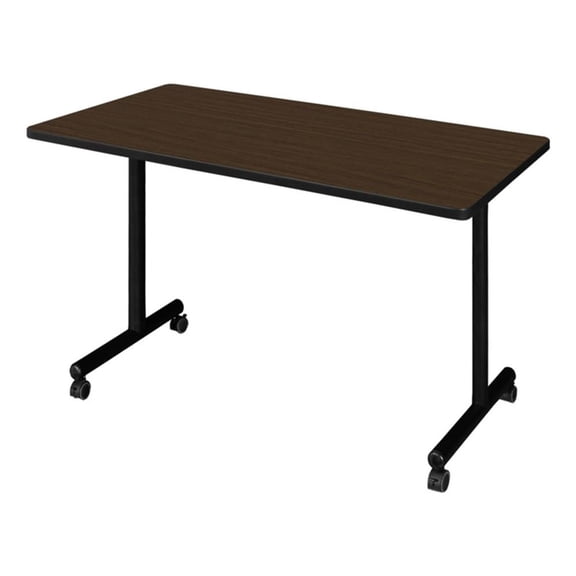 Regency Kobe 48 x 30" Mobile T-Base Training Seminar Table- Neo Walnut