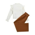 thumbnail image 4 of Gpaecead Kids Girl Clothes Puff Long Sleeve Button Down T Shirts Casual Loose Tunic Blouse And Wide Leg Pants Beige, 4 of 8