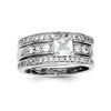 Sterling Silver CZ 3 Piece Wedding Set Ring QR2711