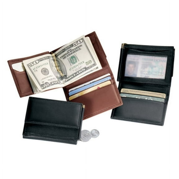 Men's Money Clip Bifold Wallet in Genuine Leather