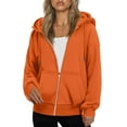 thumbnail image 2 of Lumtrix Womens Zip Up Hoodies 2025 Oversized Hoodie for Women Trendy Hooded Sweatshirts Fall Winter Zipper Y2k Jackets Orange XL, 2 of 4