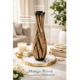 thumbnail image 2 of Beautifully Hand Carved Etched Dark Brown Mango Tree Wood Vase, 2 of 9