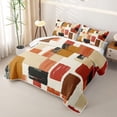 thumbnail image 3 of Homewish Retro Abstract Block Twin Quilt Set,Aesthetic Artwork Twin Coverlet Set,Brown,2-Piece, 3 of 7