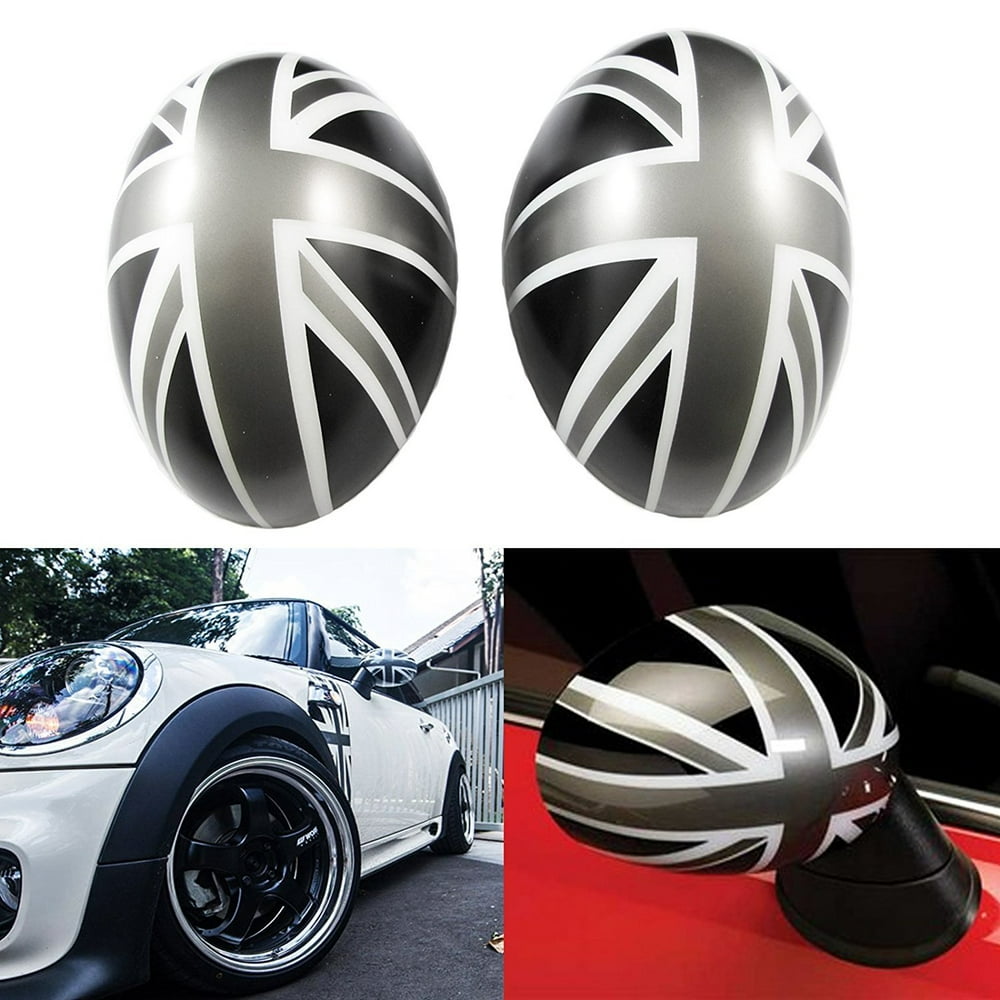 Xotic Tech Black Union Jack Power Folding Side Mirror Covers Caps For