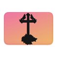 thumbnail image 1 of Alfombra de baño súper suave y antideslizante con diseño de cruz con rosas, Jesús, Dios, fantasía, color oscuro, para baño, cocina, dormitorio, hogar, 15,75 x 23,62 pulgadas, 1 of 6