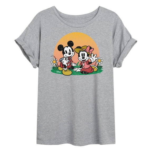 Disney - Mickey & Friends - Minnie & Mickey Enjoy the Sunset - Juniors Ideal Flowy Muscle T-Shirt