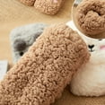 thumbnail image 3 of CUZIBR Socks For Women Cartoon Animal Pattern Winter Warm Slipper Socks Non Slip Thicken Plush Stockings Comfy Dailywear,Coffee,One Size, 3 of 5