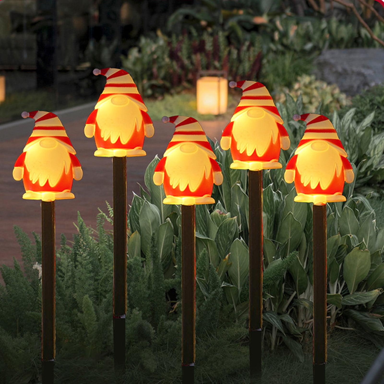 Solar Christmas Garden Stake Lights, Outdoor Waterproof Solar Santa Claus Garden Stake Christmas Pathway Lights for Christmas Decorations Garden Lawn Pathway Patio