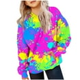 thumbnail image 2 of Baby Days YLSDY Rollbacks Girls Cute Hoodies Graffiti Print Oversized Long Sleeve Gradient Neon Shirts Tween Girls Pullover Tops with Pockets Pink 110 (4 Years), 2 of 4