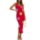 thumbnail image 1 of Vestido ZESICA Summer Floral Knit Bodycon Midi Rojo para mujer, 1 of 7