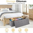 thumbnail image 4 of VibrantEcho 43 Inches Folding Storage Ottoman Bench, Storage Chest, Footrest for Entryway, Living Room, Holds up to 660 lb, Light Grey, 4 of 13