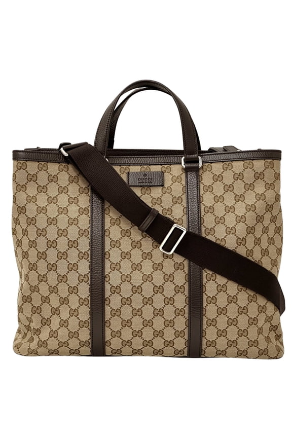 Pre-Owned Gucci handbag for women and men, GG canvas, 2-way handbag/shoulder bag, brown/beige...