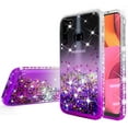 thumbnail image 2 of For Samsung Galaxy A21 Case w/ TPU Screen Protector Liquid Quicksand Glitter Cute Bling Girls Women [Shock Proof] for For Samsung Galaxy A21 - Clear/Purple, 2 of 5