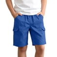 thumbnail image 2 of Lumosvexa Boys Cargo Shorts Cotton Breathable with Pockets Elastic Waist Kids Summer Daily Casual Shorts Blue Size 8, 2 of 10