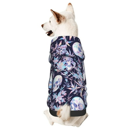 Gaeub Skull flower crystal Print Small Pets Wear Hoodies Dog Pullover Cat Apparel Fashion Pet Clothing for Small Medium Dogs and Cats-Medium
