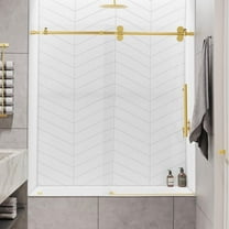 Seawin Briza Sliding Frameless Glass Shower Door 44 - 48 in. W x 76 in. H 3/8 in. (10 mm) Thick Clear Tempered Glass Satin Gold