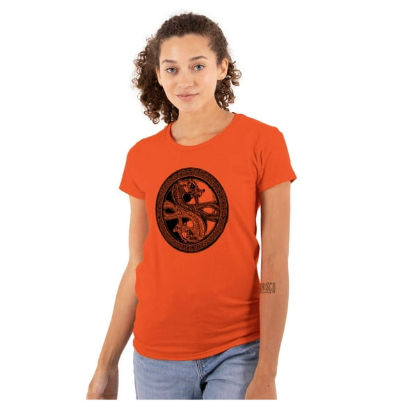 Dragon Yin Yang Style Symbol Balance Womens Fitted Plus Size Graphic Tee Brisco Brands 2X