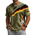 thumbnail image 3 of Soccer Cup 2026 Jersey for Men, Crew Neck Short Sleeve Deutschland Brushstroke Graphic Tee with Waffle Knit Texture - Moisture-Wicking Athletic Top for Match Day & Gym Army Green L, 3 of 6
