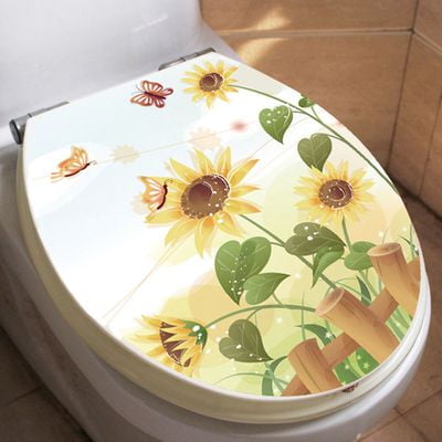 KABOER Butterfly Sunflower Flower Bathroom Toilet Wall Decal Sticker Decor Newest
