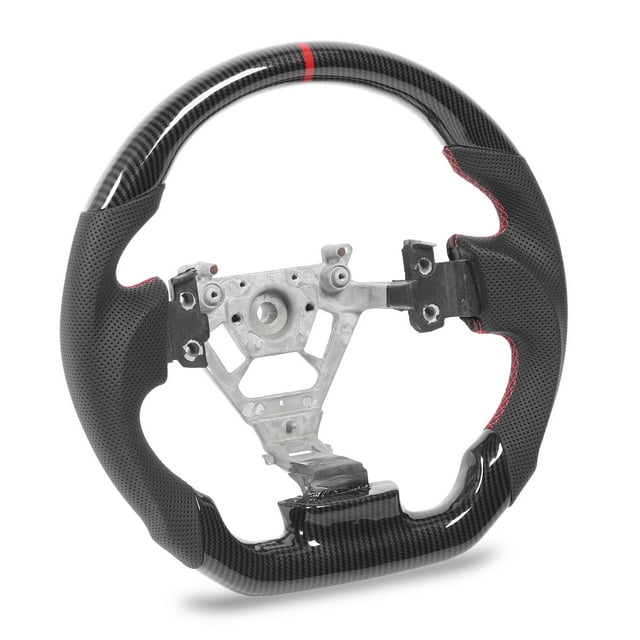 Hydro Dip Steering Wheel, Red Stitching Red Top Ring Flat Bottom Steering Wheel for 350z 2003-2008