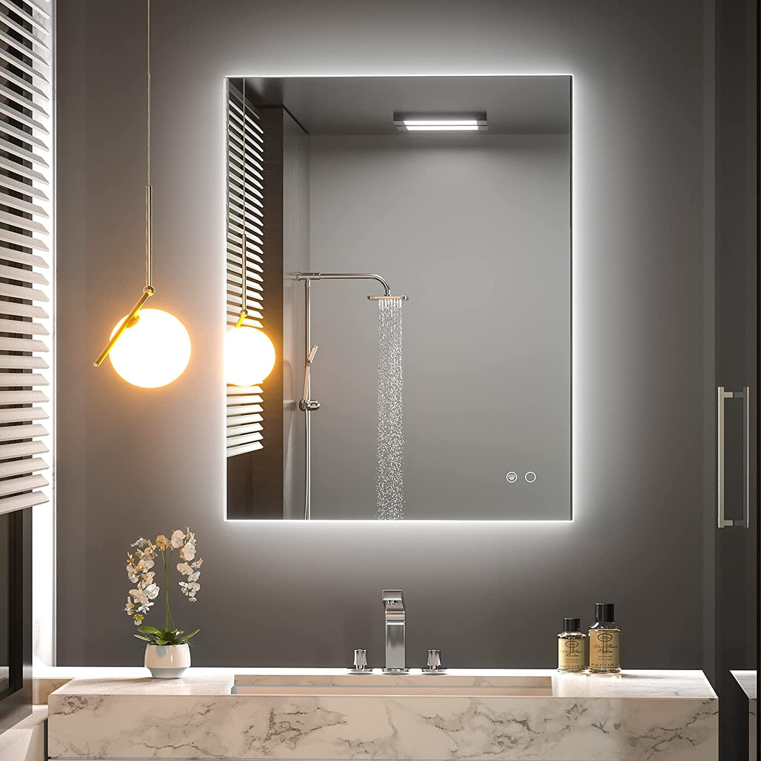 Large Bathroom Vanity Mirror with LED Lighted Edges :: IMPECCABLE Seri –  Impact Vanity