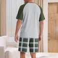 thumbnail image 4 of TKKCS Mens Plaid Pajama Sets- Crew Neck Sleepwear Lightweight Short Sleeve and Shorts Lounge Sets With Pockets Army Green Size XL, 4 of 5