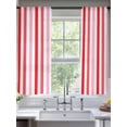 thumbnail image 3 of Red Pink Stripe Semi Sheer Curtains 72 Inch Length 2 Panels Set, Geometric White Vertical Striped Sheer Kitchen Curtain Privacy Voile Window Curtain for Living Room Bedroom Rod Pocket Drapes, 3 of 7
