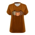 thumbnail image 4 of TKLPEHG Fall Shirts for Women V-Neck Plus Size Tops Cute Pumpkin Graphic Tee Thanksgiving Short Sleeve Tshirts (Orange,XL), 4 of 4