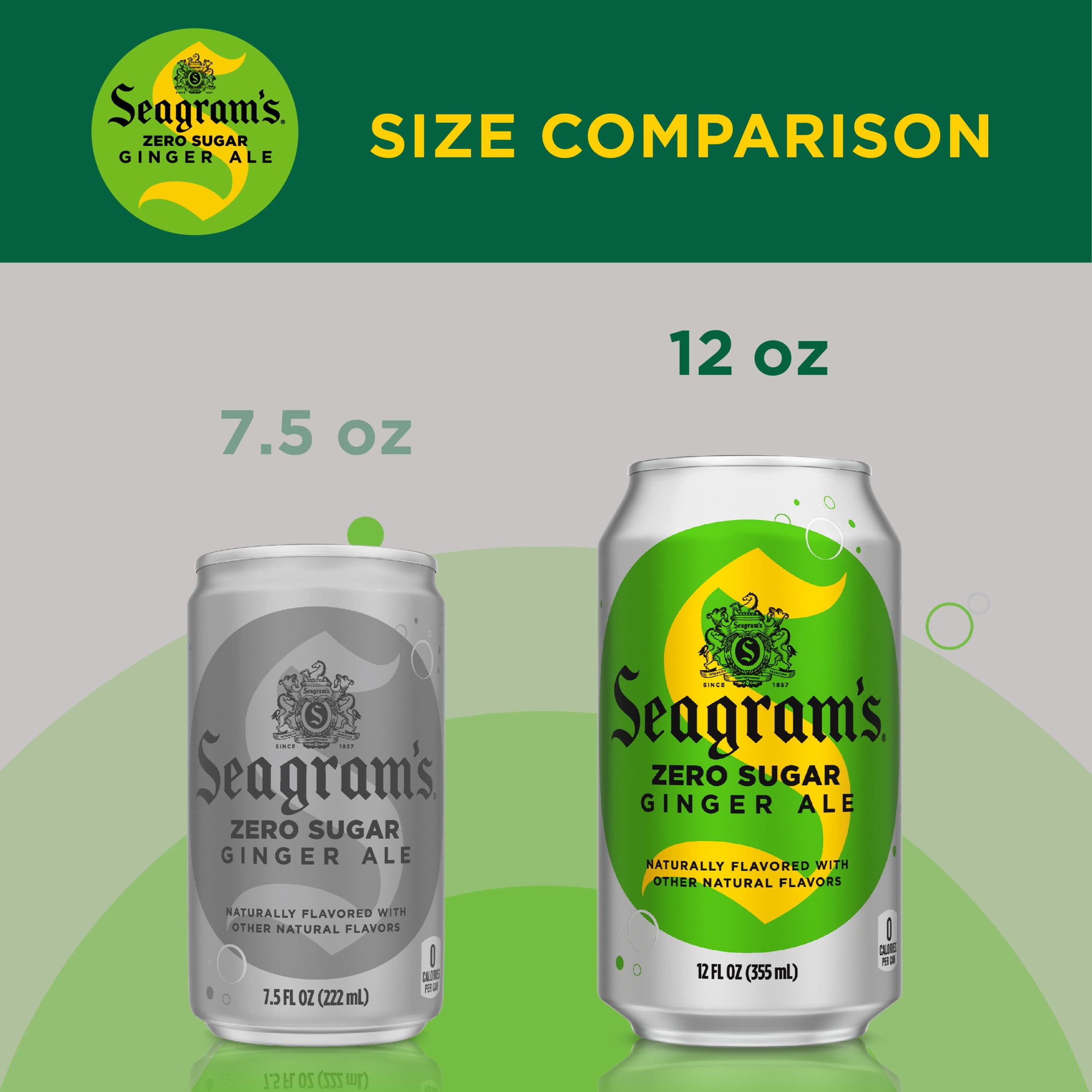 Seagrams Diet Zero Sugar Ginger Ale Soda Pop, 12 fl oz, 12 Pack Cans