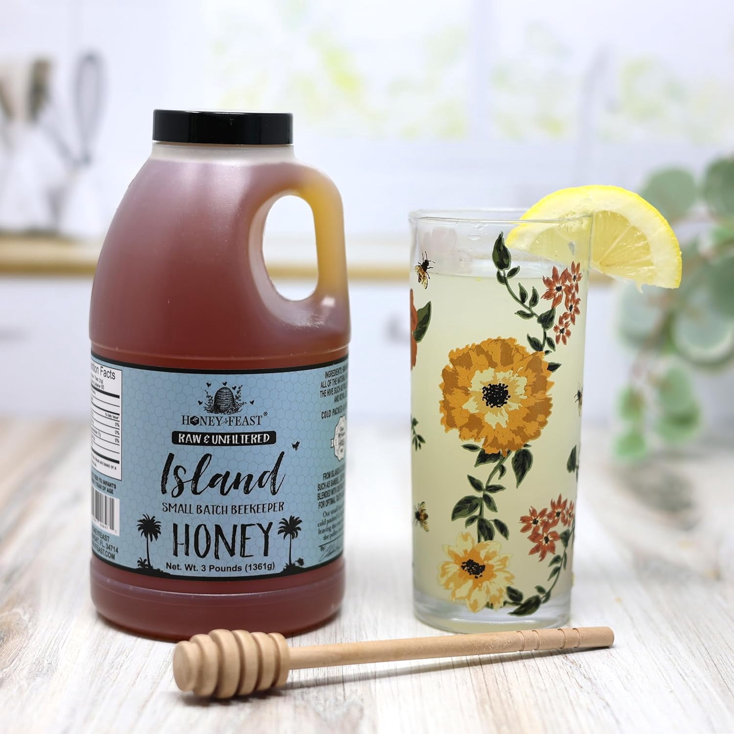 HONEY FEAST 3 Pounds Island Honey - Indulge in Raw & Unfiltered Small Batch Beekeeper's Delight